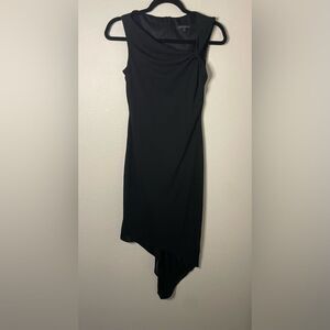 David Meister Black Sleeveless Lined Asymmetrical Dress Size 2 LBD Cocktail Prom